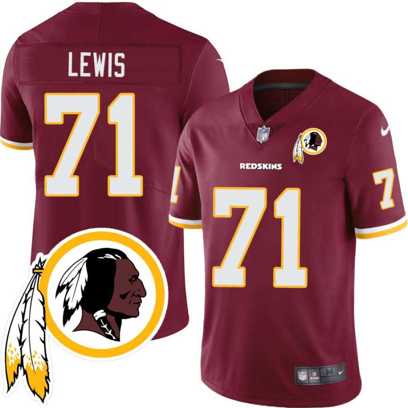 Ron Lewis #71 Redskins Head Patch Burgundy Jersey