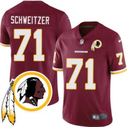 Wes Schweitzer #71 Redskins Head Patch Burgundy Jersey