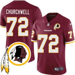 Don Churchwell #72 Redskins Head Patch Burgundy Jersey