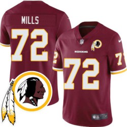 Lamar Mills #72 Redskins Head Patch Burgundy Jersey