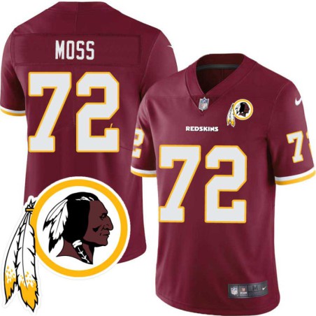 Joe Moss #72 Redskins Head Patch Burgundy Jersey