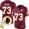 Jamie Brown #73 Redskins Head Patch Burgundy Jersey