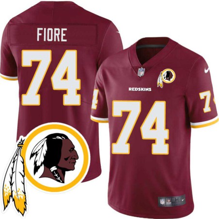 Dave Fiore #74 Redskins Head Patch Burgundy Jersey