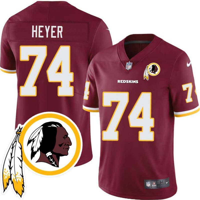 Stephon Heyer #74 Redskins Head Patch Burgundy Jersey