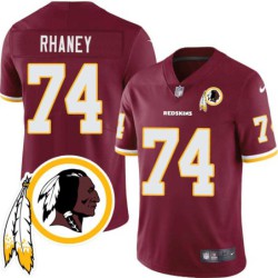 Demetrius Rhaney #74 Redskins Head Patch Burgundy Jersey