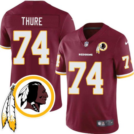 Brian Thure #74 Redskins Head Patch Burgundy Jersey