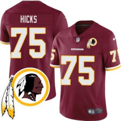 Artis Hicks #75 Redskins Head Patch Burgundy Jersey