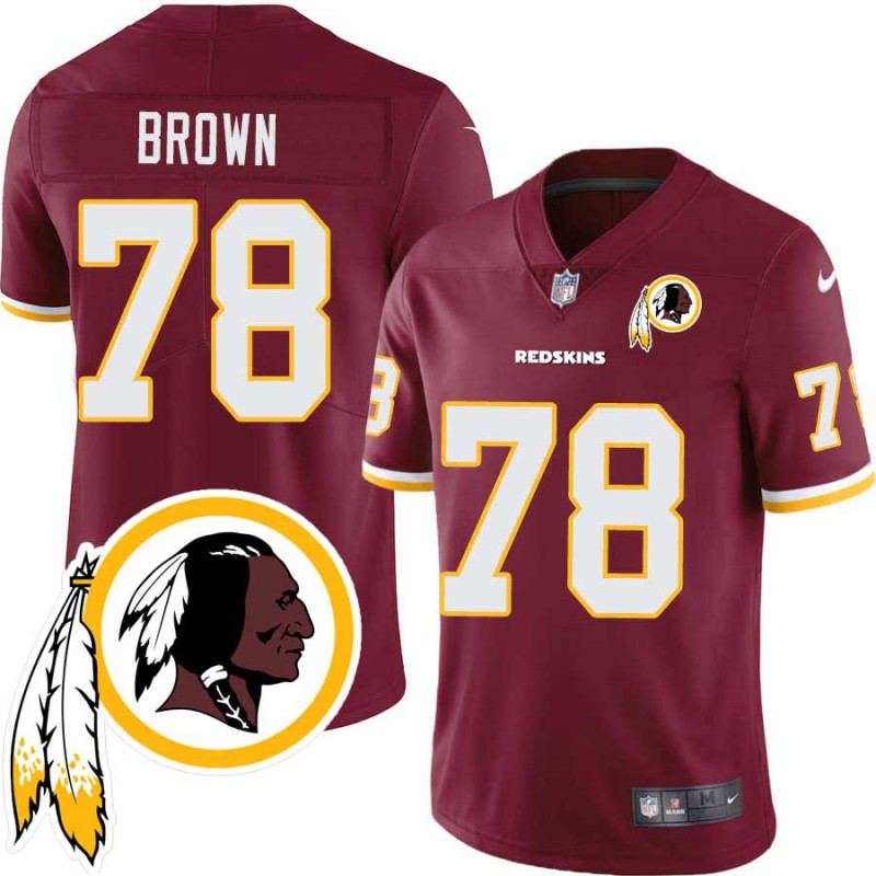 Doug Brown #78 Redskins Head Patch Burgundy Jersey