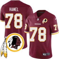 Dean Hamel #78 Redskins Head Patch Burgundy Jersey