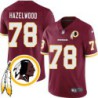 Ted Hazelwood #78 Redskins Head Patch Burgundy Jersey