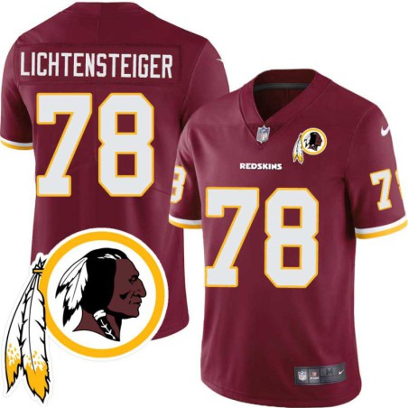 Kory Lichtensteiger #78 Redskins Head Patch Burgundy Jersey