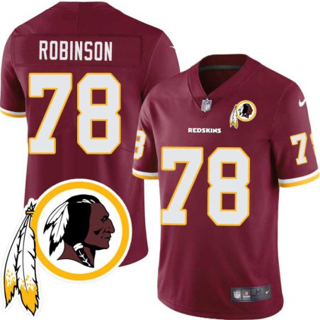 Lybrant Robinson #78 Redskins Head Patch Burgundy Jersey