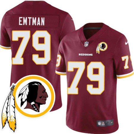 Steve Emtman #79 Redskins Head Patch Burgundy Jersey