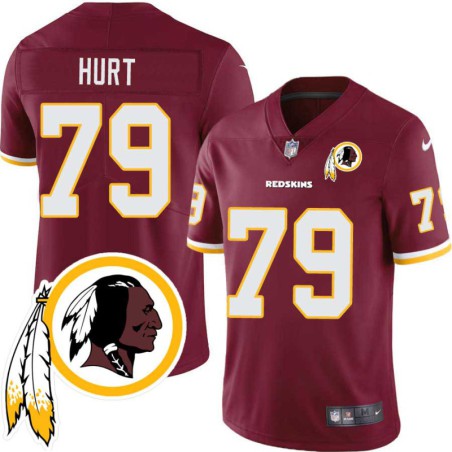 Maurice Hurt #79 Redskins Head Patch Burgundy Jersey