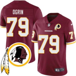 Pat Ogrin #79 Redskins Head Patch Burgundy Jersey