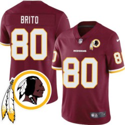 Gene Brito #80 Redskins Head Patch Burgundy Jersey