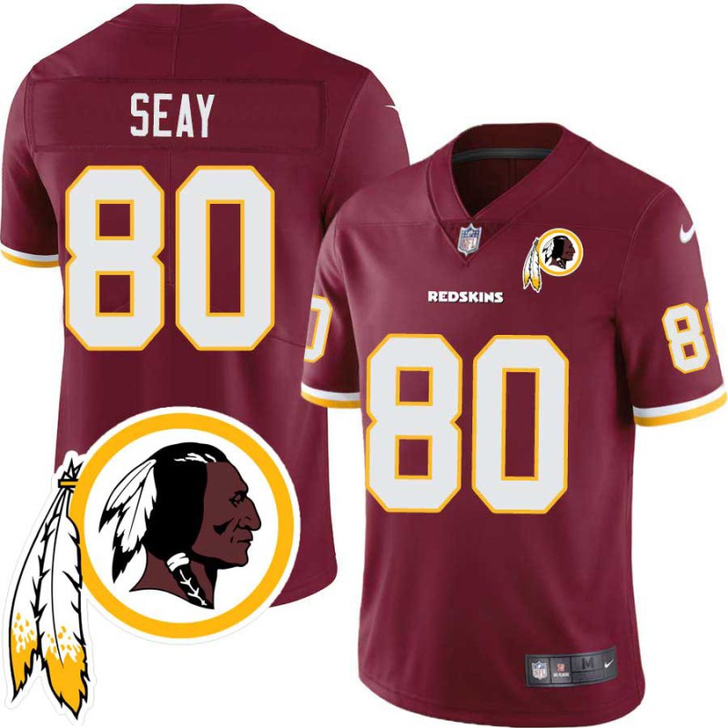 Virgil Seay #80 Redskins Head Patch Burgundy Jersey