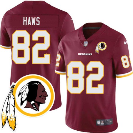 Kurt Haws #82 Redskins Head Patch Burgundy Jersey