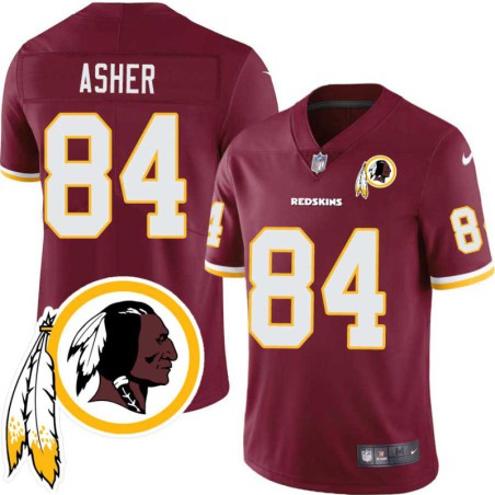 Jamie Asher #84 Redskins Head Patch Burgundy Jersey