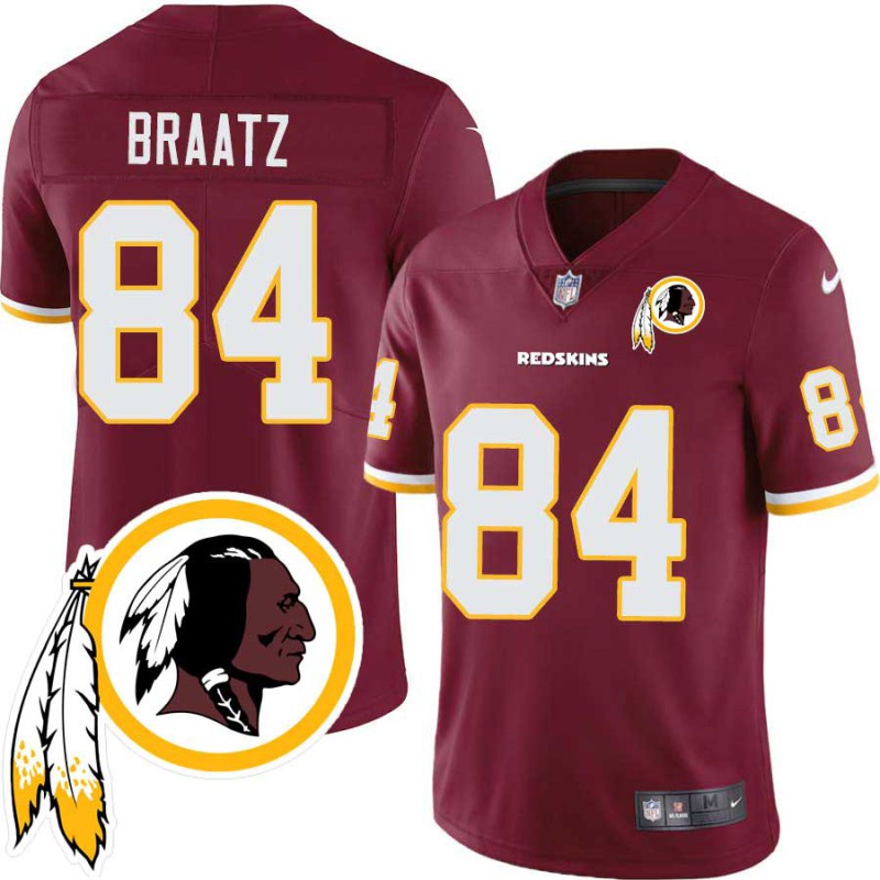 Tom Braatz #84 Redskins Head Patch Burgundy Jersey