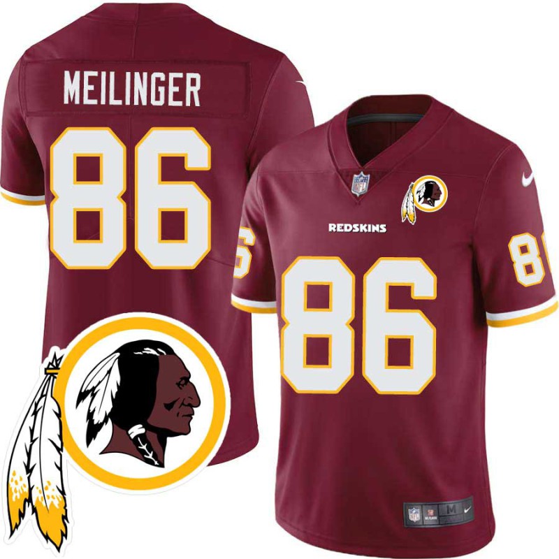 Steve Meilinger #86 Redskins Head Patch Burgundy Jersey