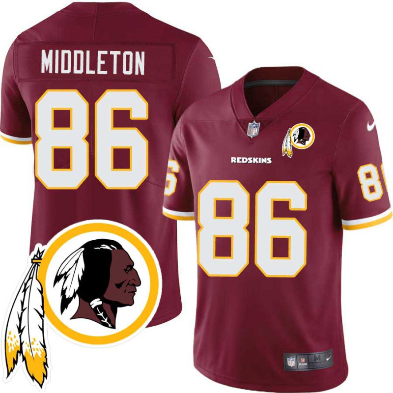 Ron Middleton #86 Redskins Head Patch Burgundy Jersey