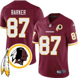 Ed Barker #87 Redskins Head Patch Burgundy Jersey