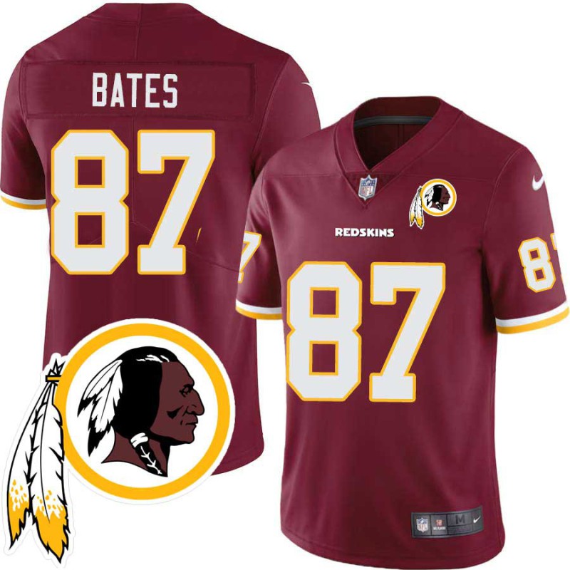 John Bates #87 Redskins Head Patch Burgundy Jersey