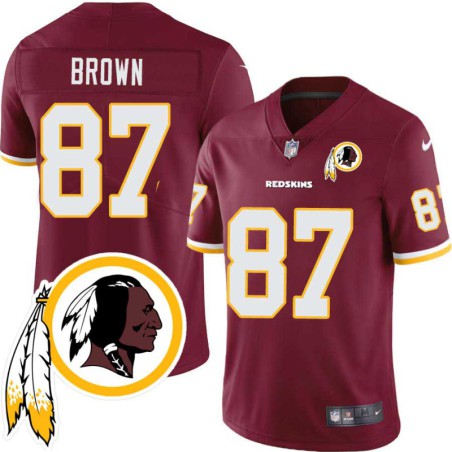 Charlie Brown #87 Redskins Head Patch Burgundy Jersey