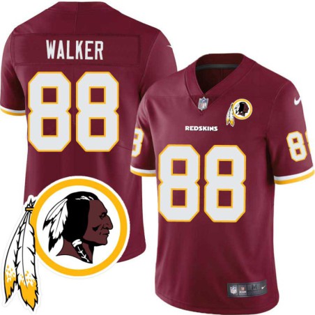 Rick Walker #88 Redskins Head Patch Burgundy Jersey