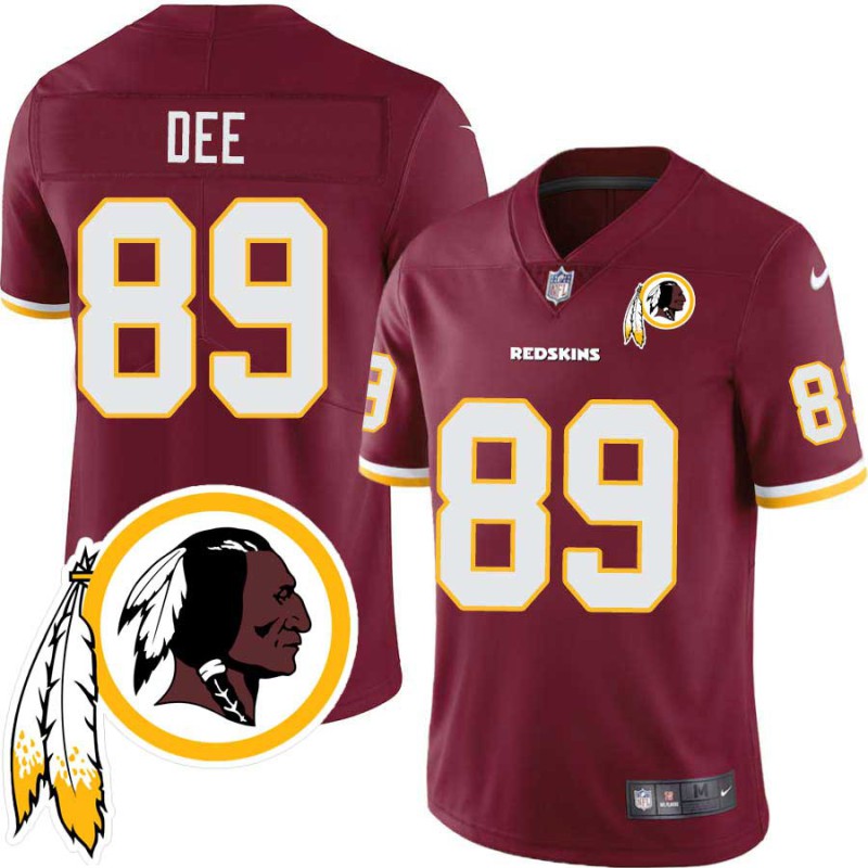 Bob Dee #89 Redskins Head Patch Burgundy Jersey