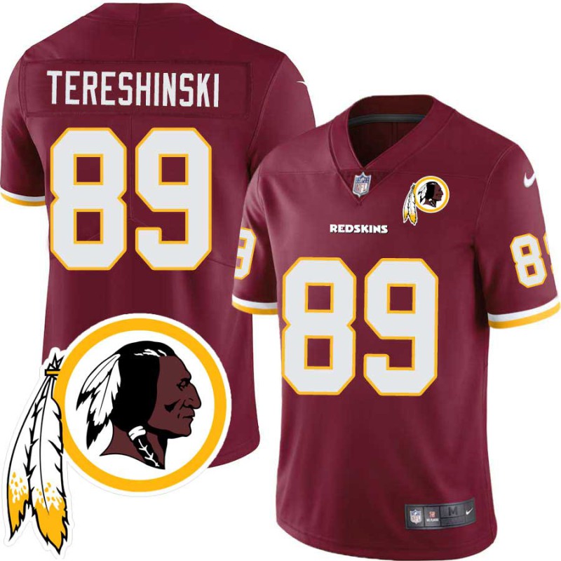 Joe Tereshinski #89 Redskins Head Patch Burgundy Jersey