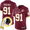 John Ridgeway #91 Redskins Head Patch Burgundy Jersey