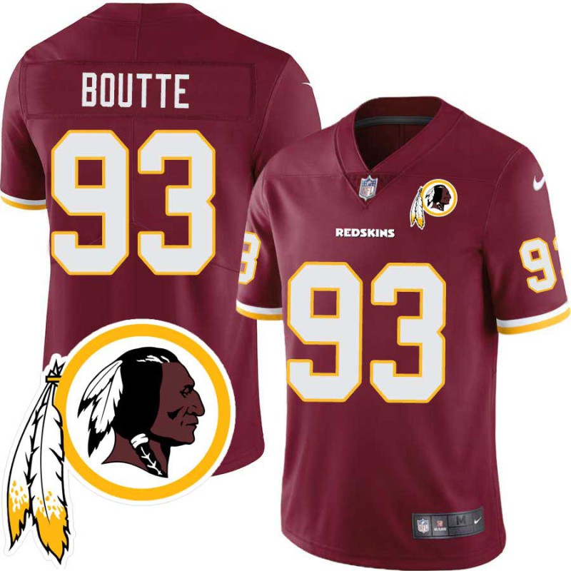 Marc Boutte #93 Redskins Head Patch Burgundy Jersey