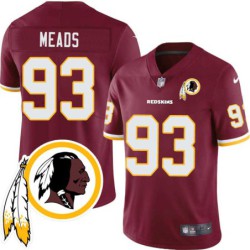 Johnny Meads #93 Redskins Head Patch Burgundy Jersey