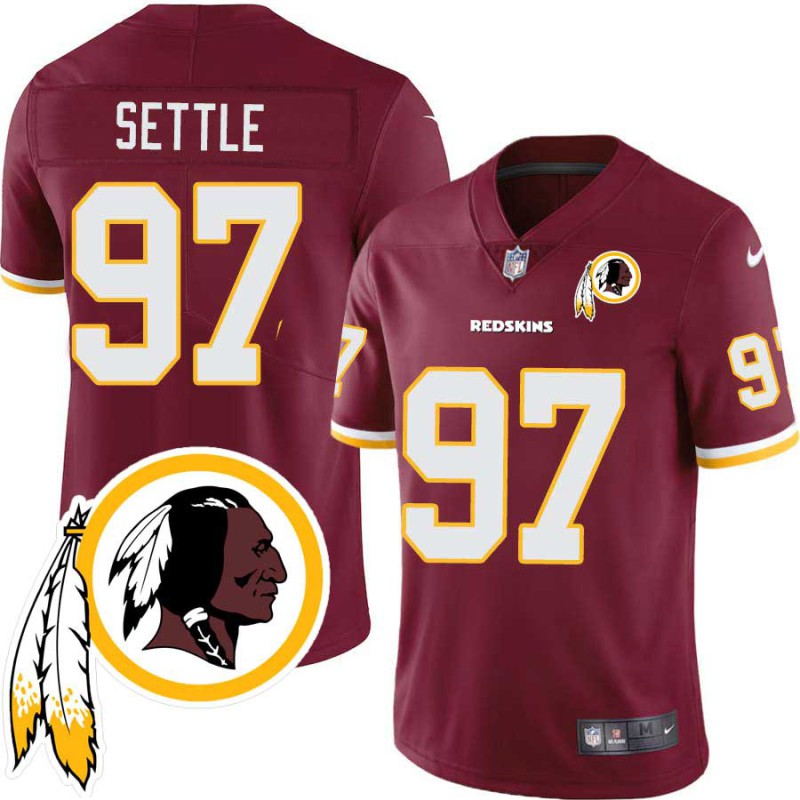 Tim Settle #97 Redskins Head Patch Burgundy Jersey