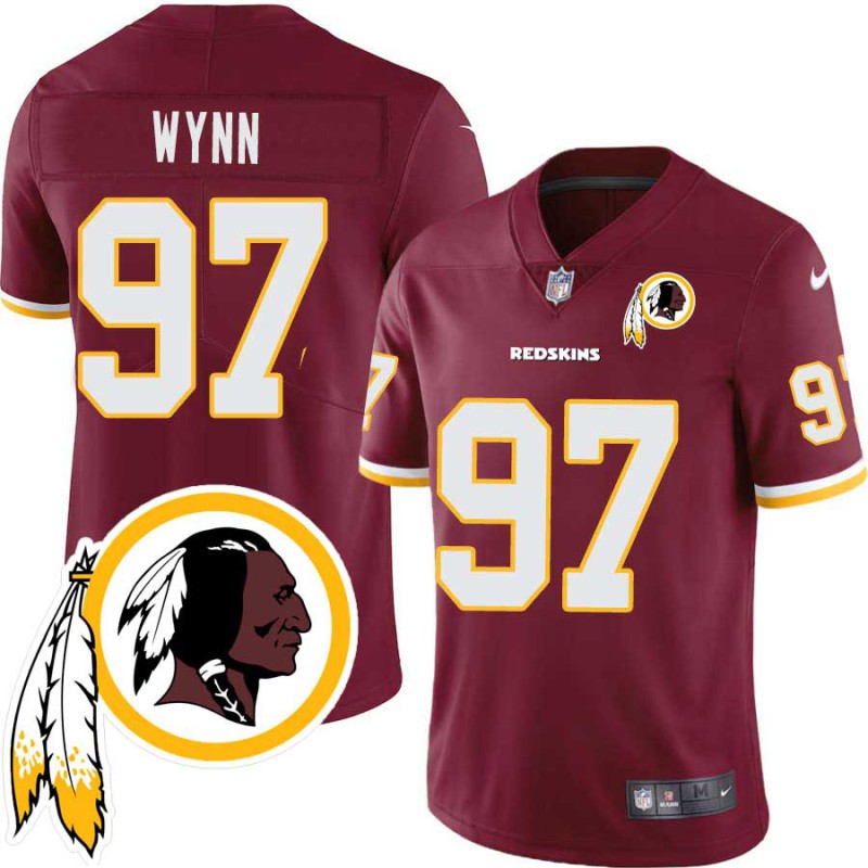 Renaldo Wynn #97 Redskins Head Patch Burgundy Jersey