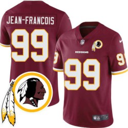 Ricky Jean-Francois #99 Redskins Head Patch Burgundy Jersey