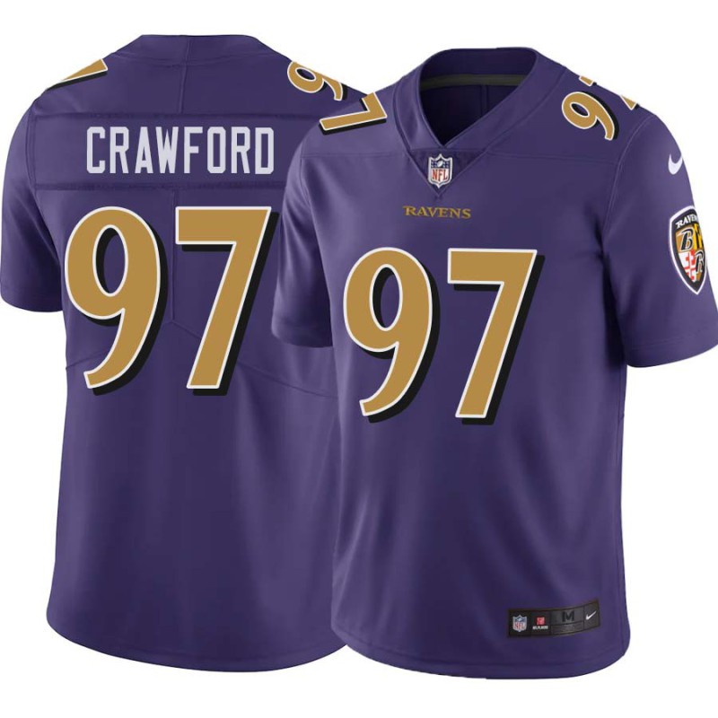 Ravens #97 Aaron Crawford Purple Jersey