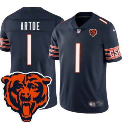 Bears #1 Lee Artoe Tackle Twill Jersey -Navy with 2023 Bear Head Logo Patch