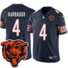 Bears #4 Jim Harbaugh Tackle Twill Jersey -Navy with 2023 Bear Head Logo Patch