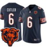 Bears #6 Jay Cutler Tackle Twill Jersey -Navy with 2023 Bear Head Logo Patch