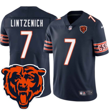 Bears #7 Joe Lintzenich Tackle Twill Jersey -Navy with 2023 Bear Head Logo Patch