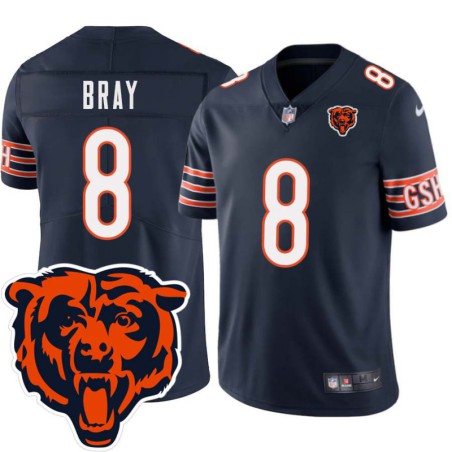 Bears #8 Tyler Bray Tackle Twill Jersey -Navy with 2023 Bear Head Logo Patch