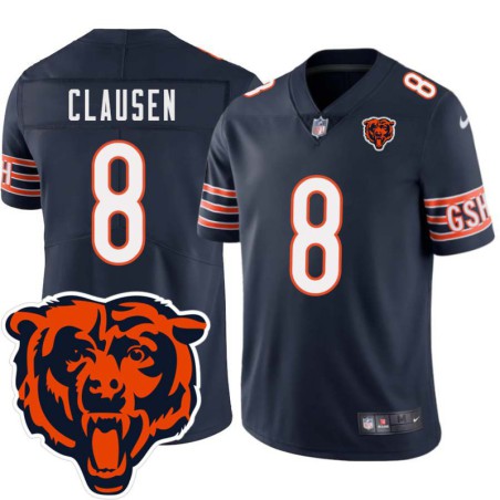 Bears #8 Jimmy Clausen Tackle Twill Jersey -Navy with 2023 Bear Head Logo Patch