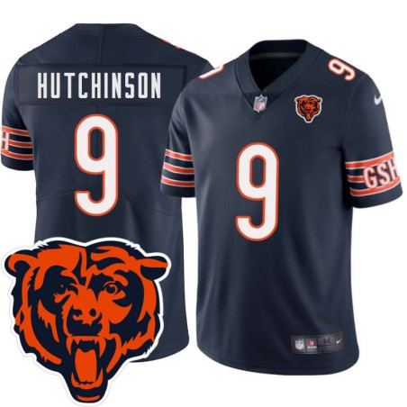 Bears #9 Chad Hutchinson Tackle Twill Jersey -Navy with 2023 Bear Head Logo Patch