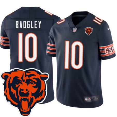 Bears #10 Michael Badgley Tackle Twill Jersey -Navy with 2023 Bear Head Logo Patch