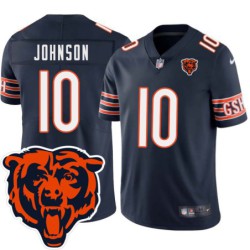 Bears #10 Dirk Johnson Tackle Twill Jersey -Navy with 2023 Bear Head Logo Patch
