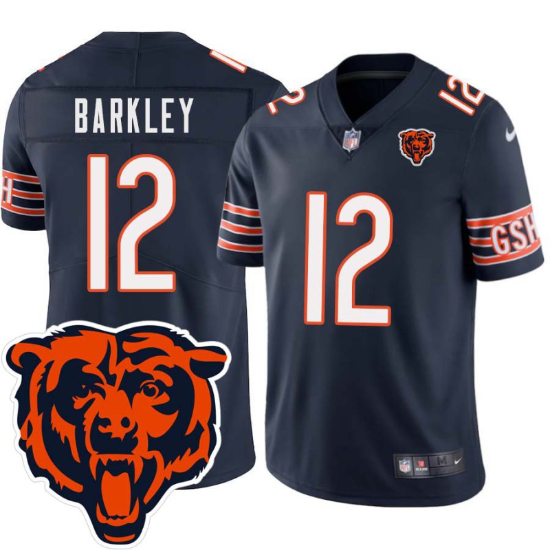 Bears #12 Matt Barkley Tackle Twill Jersey -Navy with 2023 Bear Head Logo Patch