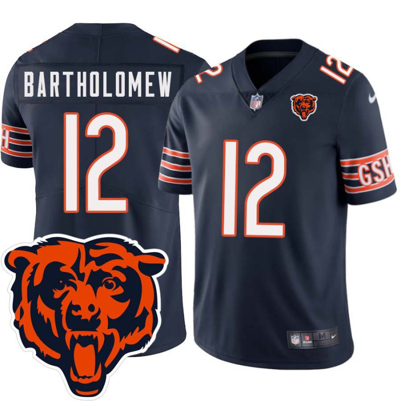 Bears #12 Brent Bartholomew Tackle Twill Jersey -Navy with 2023 Bear Head Logo Patch